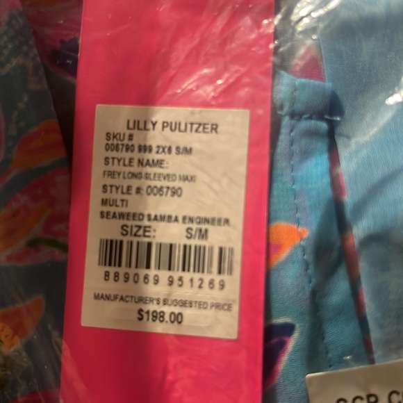 NWT Lilly Pulitzer Frey Long sleeved maxi multi seaweed Samba engineer dress S/M - Picture 9 of 14